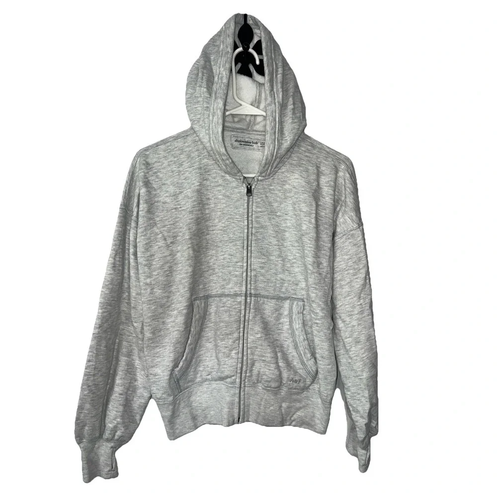 Abercrombie Fitch Kids Hoodie Full Zip Fleece‎ Lined Gray Size 17-18